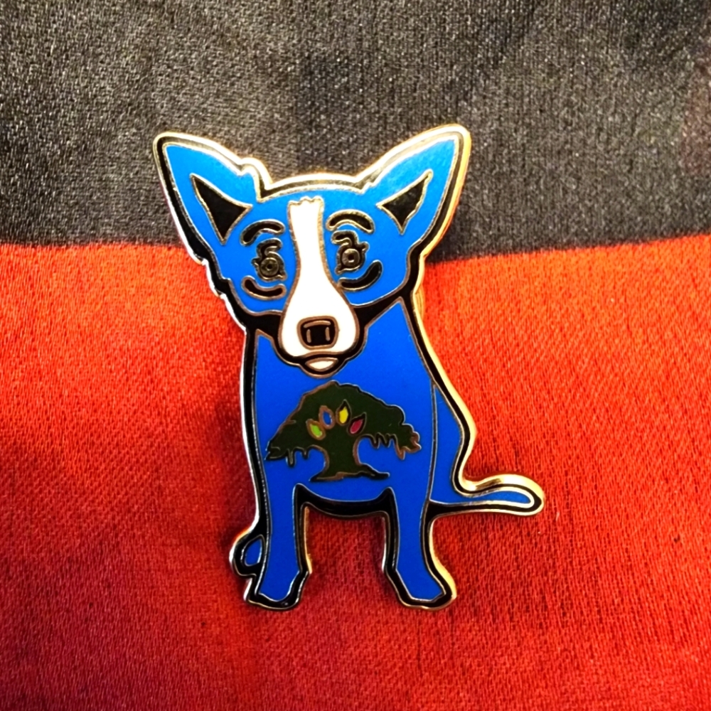 George Rodrigue Oak Tree Blue Dog Mini Lapel Pin / Tie Tac